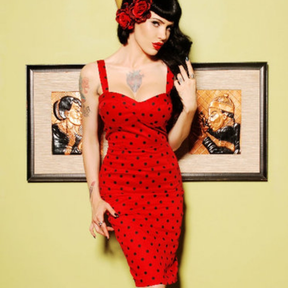 Deadly Dames VAMP dress Red/Black dots